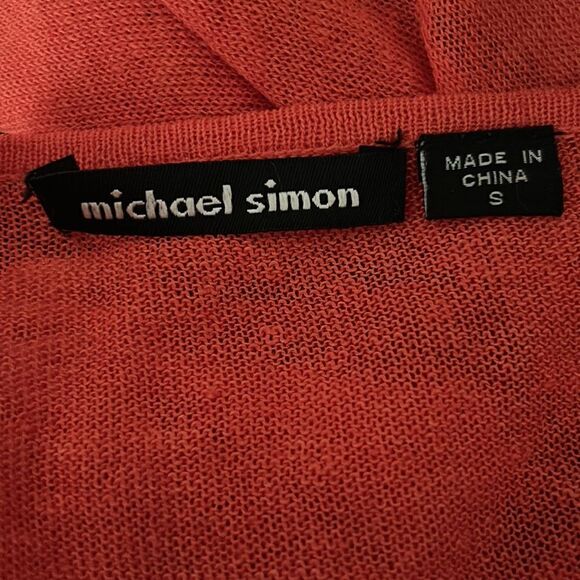 Vintage 90’s Michael Simon Vintage orange linen ruched sweater size small - Picture 5 of 6